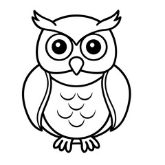 Cute Owl Sketch Outline Icon