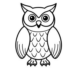 Cute Owl Sketch Outline Icon