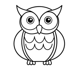 Cute Owl Sketch Outline Icon