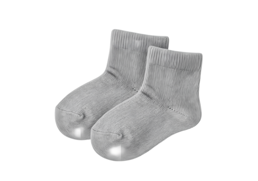 Pair of Grey Speckled Baby Booties isolated on transparent baackground