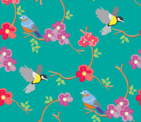 Flower and Bird Pattern.eps