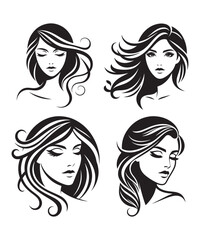 Beauty woman Face and hair style logo vector, woman Face vector illustration. woman Face icon