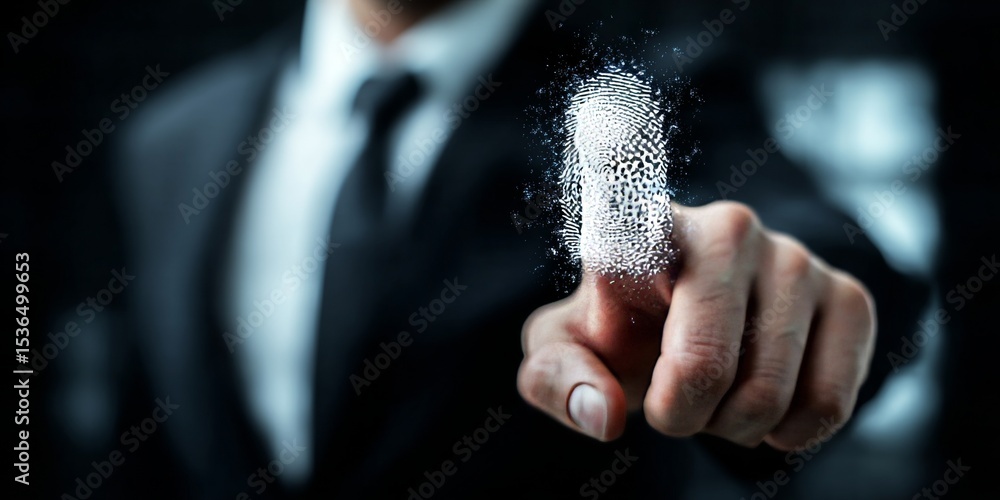 Aufkleber a business professional using biometric fingerprint technology for secure identification systems