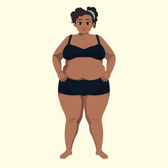 Body positive black woman in underwear