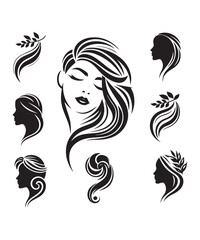 Beauty woman Face and hair style logo vector, woman Face vector illustration. woman Face icon