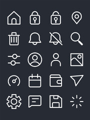 Small white line UI icons on dark background. App interface symbol.
