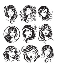 Beauty woman Face and hair style logo vector, woman Face vector illustration. woman Face icon