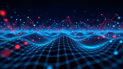 Digital Data Visualization Shows Connection Between Elements Concept