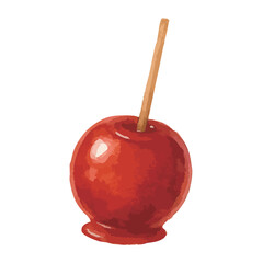 水彩で描いたりんご飴のイラスト