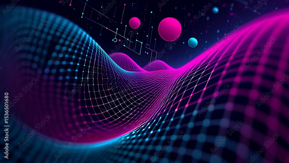 Aufkleber digital landscape with a data stream abstract glowing effect
