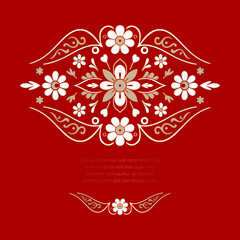 Luxury pattern on a red background. Vector mandala template. Golden design elements. Traditional Turkish, Indian motifs. Great for fabric and textile, wallpaper, packaging or any desired idea.