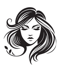 Beauty woman Face and hair style logo vector, woman Face vector illustration. woman Face icon