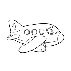 Fototapeta premium Airplane coloring page for kids printable free easy simple outline drawing vector image on transparent background