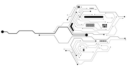 Fototapeta premium Abstract futuristic circuit board pattern with digital technology elements in a clean white background