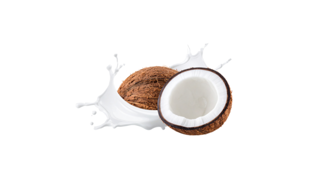 Fresh grated coconut mixed with milk, isolated on white background.
