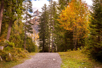 Fototapeta premium Swiss Alps autumn, snow mountains, Switzerland