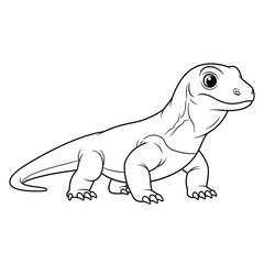 Fototapeta premium Komodo dragon coloring page illustration for kids and adults outline drawing reptile animal on transparent background