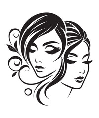 Beauty woman Face and hair style logo vector, woman Face vector illustration. woman Face icon