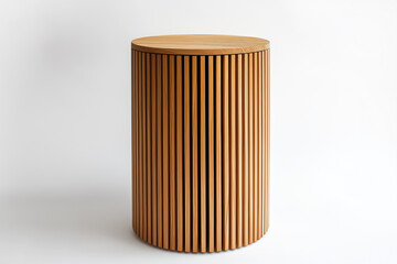 handmade modern wooden trash can with minimalist vertical blades