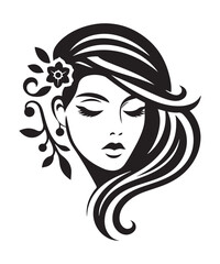 Beauty woman Face and hair style logo vector, woman Face vector illustration. woman Face icon