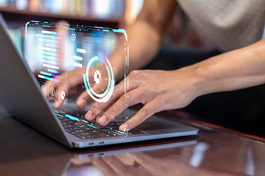 AI Symbolic, artificial intelligence of futuristic technology.transformation of ideas and the adoption of technology in business in the digital age, enhancing global.