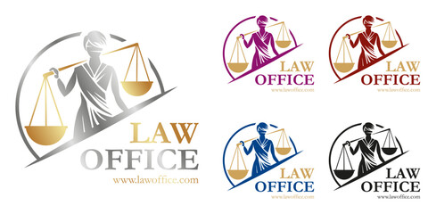 Logo vectoriel avocat moderne balance de la justice – Cabinet juridique, commissaire de justice