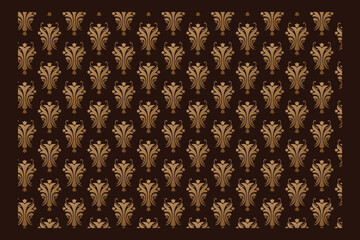 Elegant brown and gold damask seamless pattern background