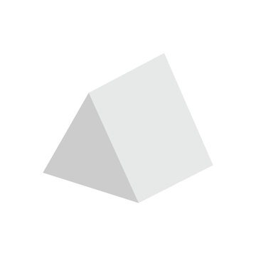 White triangular prism isometric shape. Geometric 3D symbol. Vector isolated&nbsp;on&nbsp;white . Vector Illustration&nbsp;.&nbsp;EPS&nbsp;10&nbsp;.