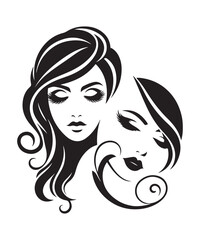 Beauty woman Face and hair style logo vector, woman Face vector illustration. woman Face icon
