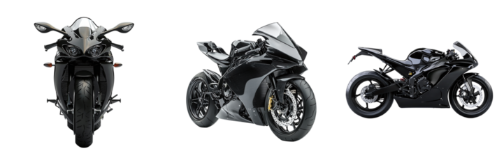Set of racing motorcycles isolated on transparent background PNG