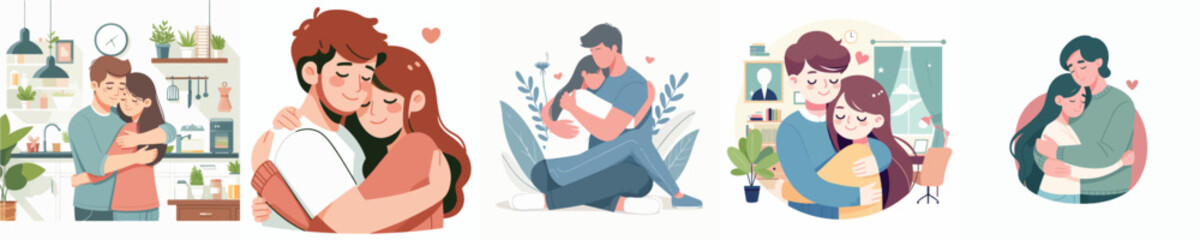vector of a couple hug