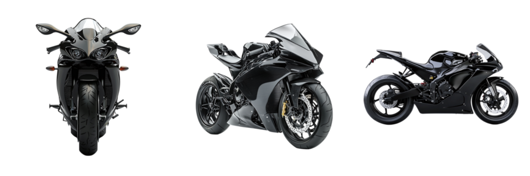 Set of racing motorcycles isolated on transparent background PNG