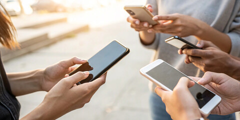 Hand of a person holding a smartphone in the concept of mobile internet communication with real time updates of news and information