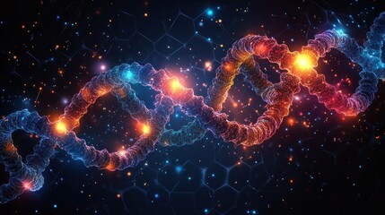 DNA helix glowing with energy