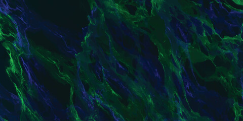 Artistic depiction of interwoven fibrous structures illuminated with vibrant green and purple hues suggesting complex organic compositions.