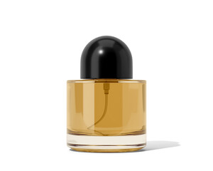 Blank Empty Round Perfume Glass Bottle, Cosmetic Spray Bottle Isolated On Transparent Background, Prepared For Mockup, 3D Render.