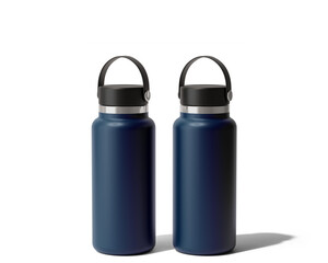 Blank Empty Hydro Flasks Dew Bottle, Sport Water Bottle Packaging Isolated On Transparent Background, Prepared For Mockup, 3D Render.