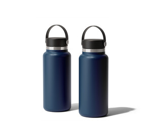 Blank Empty Hydro Flasks Dew Bottle, Sport Water Bottle Packaging Isolated On Transparent Background, Prepared For Mockup, 3D Render.