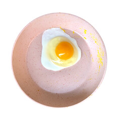 fried egg on plate isolated on white background