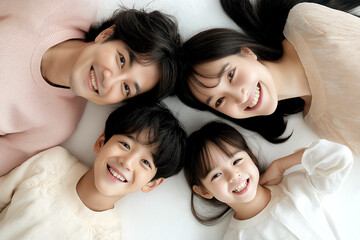A Heartwarming Family Portrait Featuring Two Parents and Two Children with Professional Detail