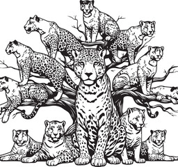 Black and White Jaguar Vector Illustration – Minimalist Wild Cat Silhouette Art	