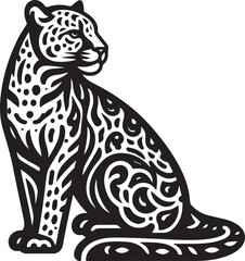 Black and White Jaguar Vector Illustration – Minimalist Wild Cat Silhouette Art	
