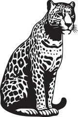 Black and White Jaguar Vector Illustration – Minimalist Wild Cat Silhouette Art	