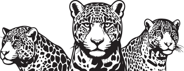 Black and White Jaguar Vector Illustration – Minimalist Wild Cat Silhouette Art	