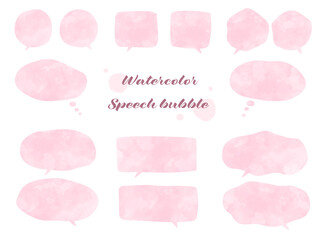 水彩風テクスチャの手描き風吹き出しセット ベクター ピンク