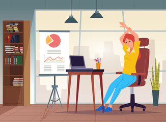 Office stretching. tired office manager making simple exercise