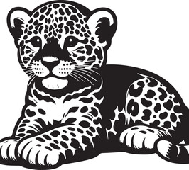 Black and White Jaguar Vector Illustration – Minimalist Wild Cat Silhouette Art	