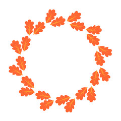 Fall wreath of colorful oak leaves in rustic style. Great for thanksgiving invitations, autumn festival banners, harvest decorations, and seasonal digital art.