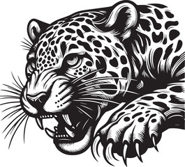 Black and White Jaguar Vector Illustration &ndash; Minimalist Wild Cat Silhouette Art	