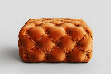 Naklejka premium Orange square comfortable ottoman or footstool. Interior design concept. Isolated object on white background
